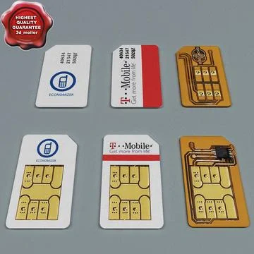 Sim Cards Collection 3D Model