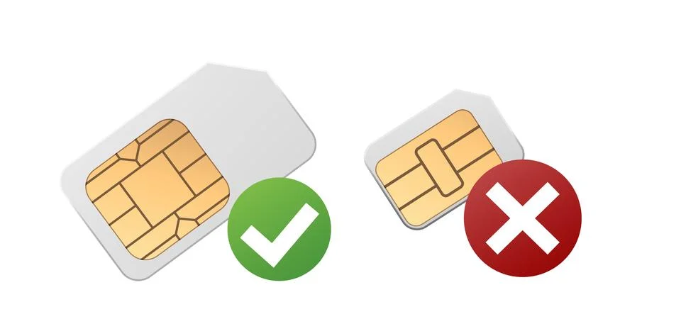 Sim cards different sizes 3D vector icons set, wireless GSM microchip for mobile Stock Illustration