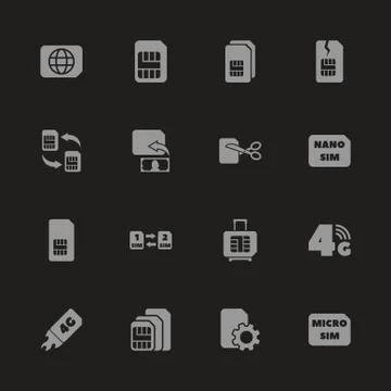 Sim Cards - Flat Vector Icons Illustrazione stock