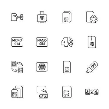 Sim Cards - Flat Vector Icons Stock Illustration