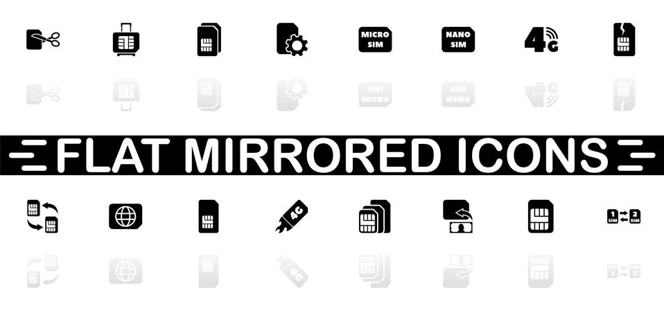 Sim Cards - Flat Vector Icons Stock Illustration