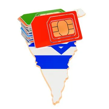 Sim cards on the Israeli map. Mobile communications, roaming in Israel, conce Stock Illustration