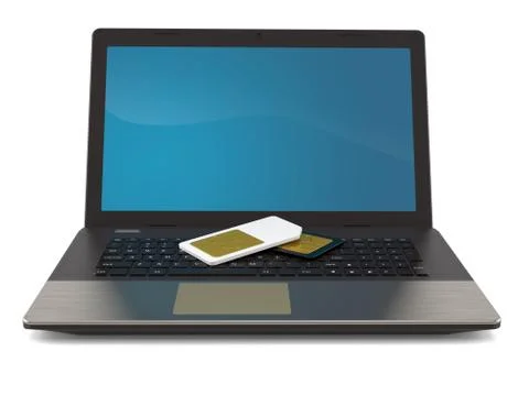 SIM cards with laptop Stock Illustration