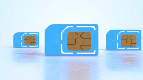 SIM Cards on a Light Reflective Floor. Stylized SIM Card 3D Animation. 4K Stock Footage 306282254