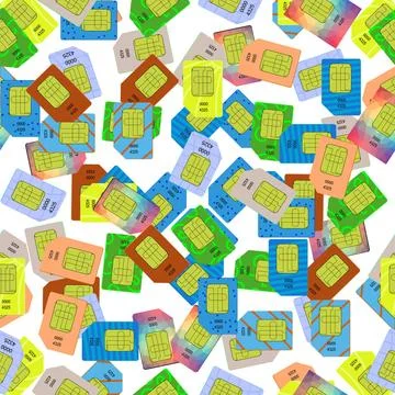SIM Cards Seamless Pattern SIM Cards Seamless Pattern on White Background.... 写真素材