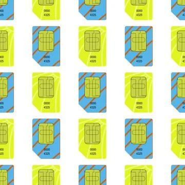SIM Cards Seamless Pattern SIM Cards Seamless Pattern on White Background.... Stock Photos
