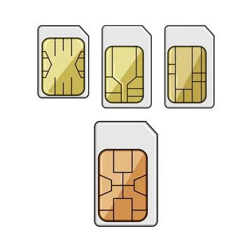 Sim cards various sizes for mobile communication technology イラスト素材