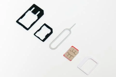 Sim card,sim card adapter, sim card eject tool for changing or removing, digital Stock Photos