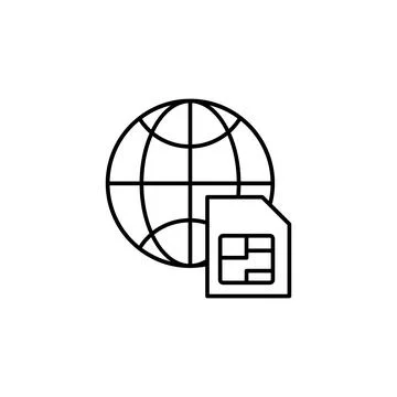 Sim cart icon. Simple line, outline vector of globe icons for ui and ux, website Illustrazione stock