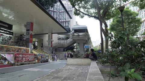 Sim Lim Square tech mall main entrance timelapse. Late afternoon. Video stock 94913740