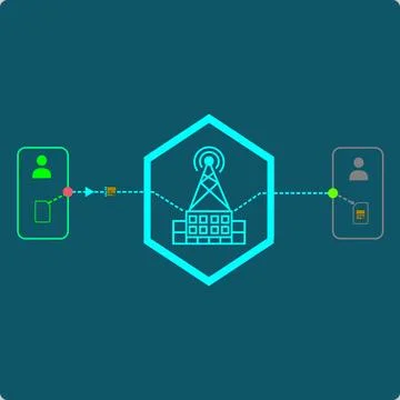 SIM Swapping-attacker convinces the carrier to transfer a number to a new SIM Illustrazione stock