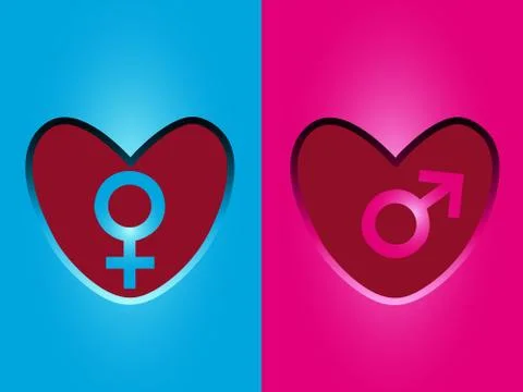 Simbols inside of hearts 스톡 일러스트