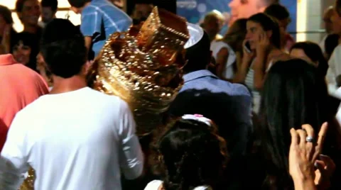 Simchat Torah celebration in Tel Aviv, Israel Stock Footage 64259551