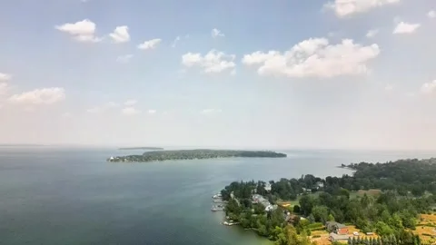 Simcoe lake panorama from drone Video stock 313506481