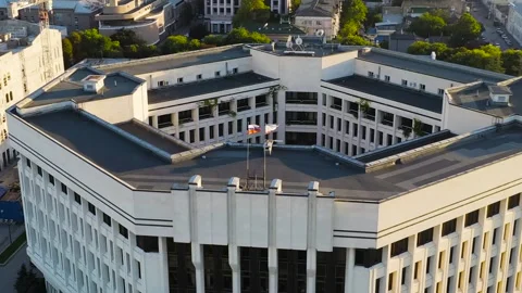 Simferopol, Crimea. State Council building, aerial view Stock Footage 164136291