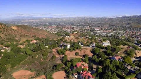 Simi Valley California Panning View Aerial Santa Susana Knolls Stock Footage 303945290