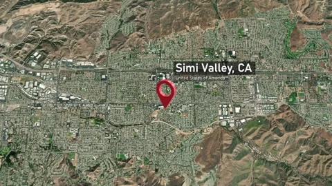 Simi Valley City Map Zoom (CA, USA) from Space to Earth 스톡 동영상 296189509