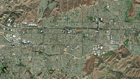 Simi Valley City Map Zoom (CA, USA) from Space to Earth (no pin, no text) 動画素材 339747046