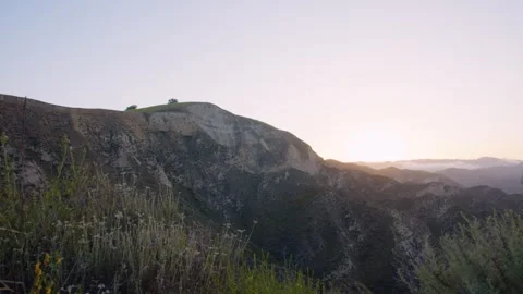 Simi Valley Whiteface Mountain Panning Sunset Sunrise Dusk Dawn Stock Footage 309235332