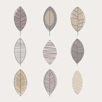 Similar Shape Leaf Set Stock Illustration