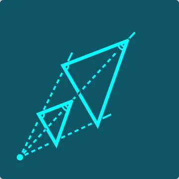 Similarity and Scale Icon – Two Triangles Enlarged from a Center Point Ilustração Stock