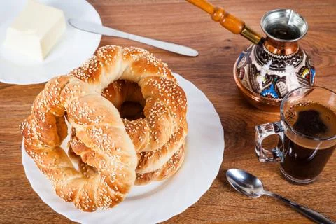 Simit And Coffee Foto stock