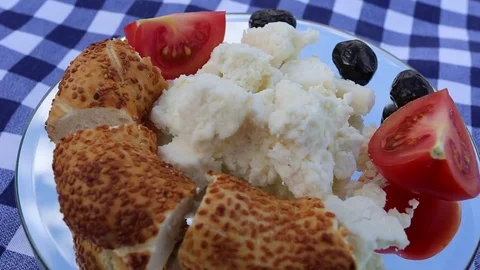 Simit Tomato Olive and Cheese Stock Footage 70972442