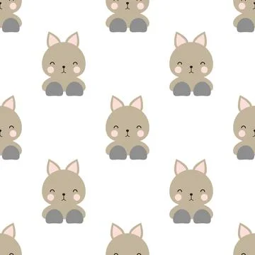 Simle or solid cat doll seamless texture Stock Illustration