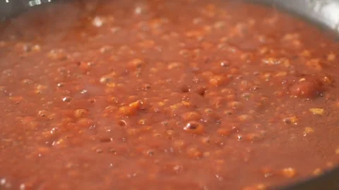 Simmering Tomato Sauce in Pot. Stock Footage 263363939