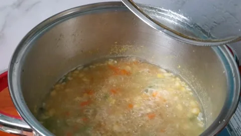 Simmering Vegetable Corn Soup Vegetables Stock Footage 236774354