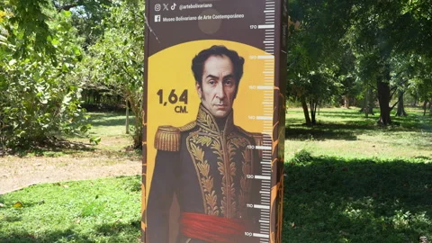 Simón Bolívar Height Display at Quinta de San Pedro, Santa Marta Park Stock Footage 342323994