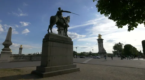 Simón Bolívar statue, located on a side of the Pont Alexandre III, Paris Stock Footage 57199099