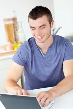 Simper man having breakfast Stock Photos