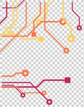 Simple 1 corner tech frame circuit lines transparent PNG Stock Photos