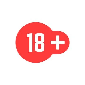 Simple 18 plus red icon Stock Illustration