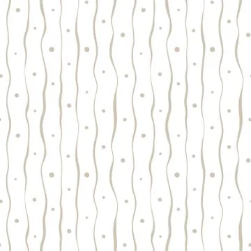 Simple 2 color stripes pattern. Seamless wave and dots pattern. Nature theme 스톡 일러스트