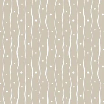 Simple 2 color stripes pattern. Seamless wave and dots pattern. Nature theme Illustrazione stock