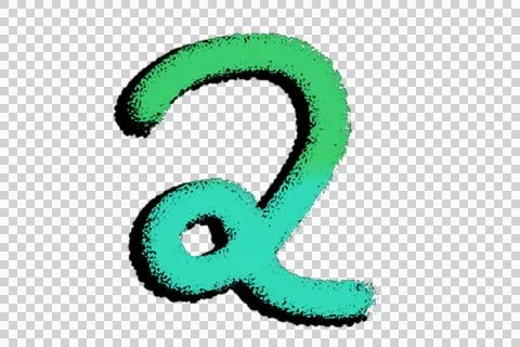 Simple 2 green gradient number. A modern and minimalist aesthetic. Black sh.. Illustrazione stock