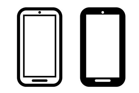 Simple 2 Vector Outline and Silhouette Icon, Smartphone Stock Illustration