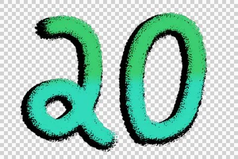 Simple 20 green gradient number. A modern and minimalist aesthetic. Black s.. Illustrazione stock