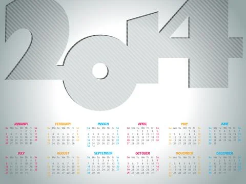 Simple 2014  calendar design Stock Illustration
