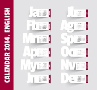 Simple 2014 Calendar Stock Illustration