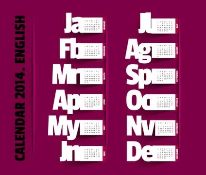 Simple 2014 Calendar Illustrazione stock