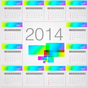 Simple 2014 year vector calendar Stock Illustration
