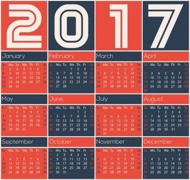 Simple 2017 calendar design Illustrazione stock