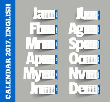 Simple 2017 Calendar. Illustrazione stock