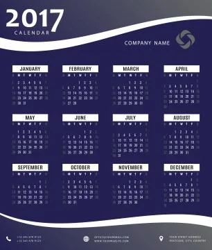 Simple 2017 calendar template for commercial and private use Stock Illustration