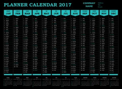 Simple 2017 planner calendar template for commercial and private use Stock Illustration