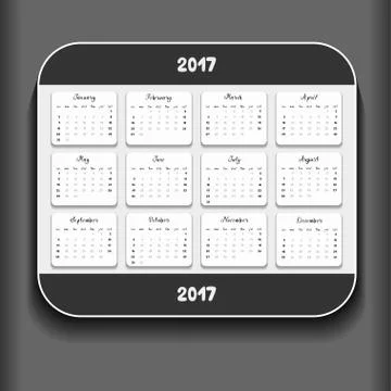 Simple 2017 year calendar Illustrazione stock