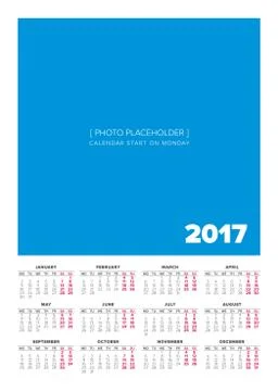 Simple 2017 year calendar Stock Illustration
